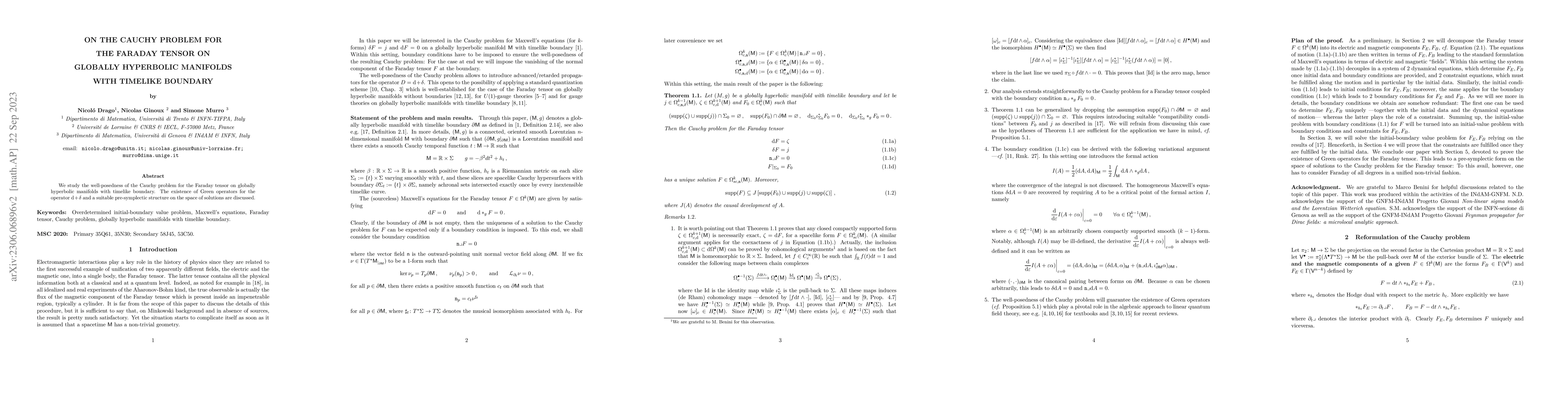 Thumbnail for On the Cauchy problem for the Fadaray tensor on globally hyperbolic
  manifolds with timelike boundary