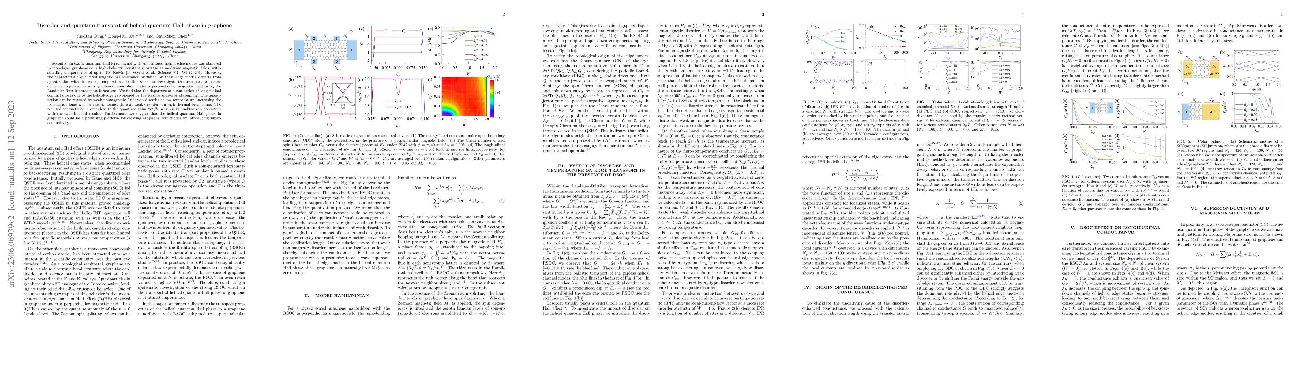 Thumbnail for Disorder and quantum transport of the helical quantum Hall phase in
  graphene