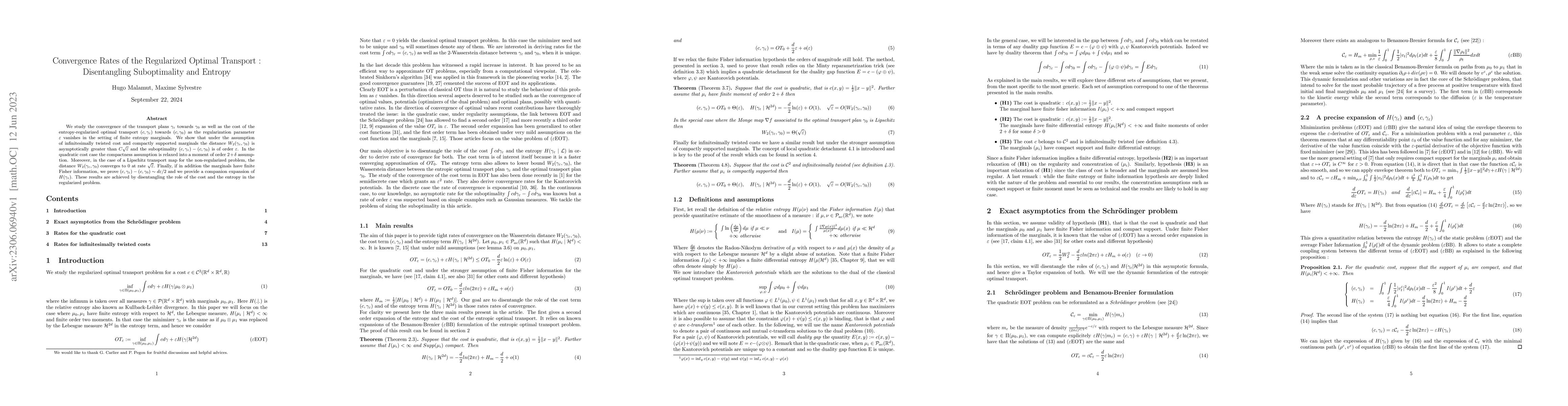 Thumbnail for Convergence Rates of the Regularized Optimal Transport : Disentangling
  Suboptimality and Entropy