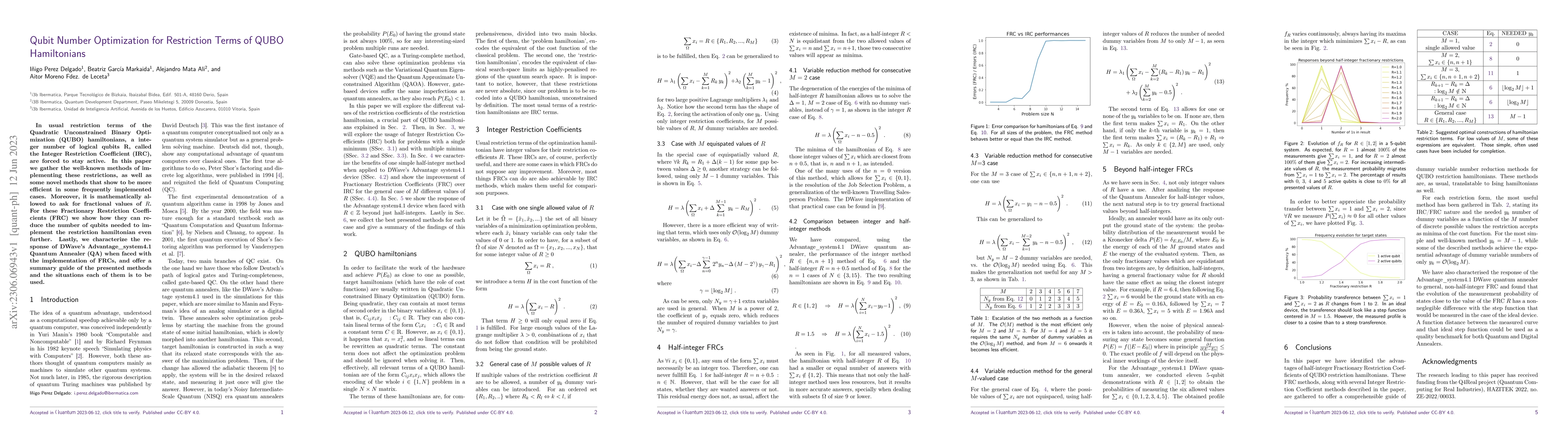 Thumbnail for Qubit Number Optimization for Restriction Terms of QUBO Hamiltonians