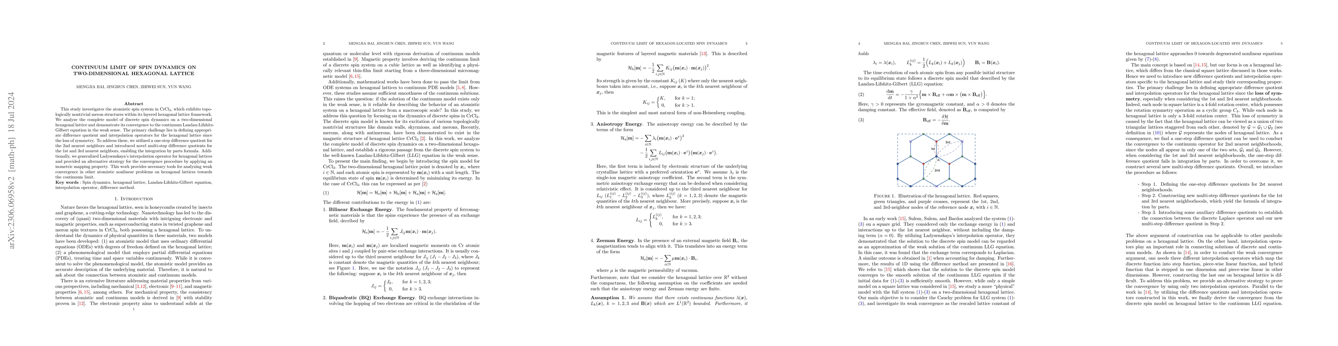 Thumbnail for Continuum Limit of Spin Dynamics on Hexagonal Lattice