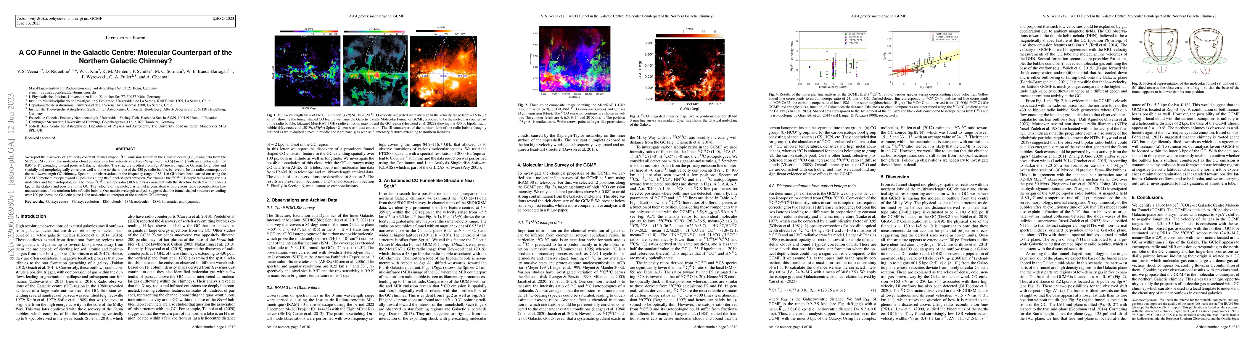 Thumbnail for A CO Funnel in the Galactic Centre: Molecular Counterpart of the
  Northern Galactic Chimney?