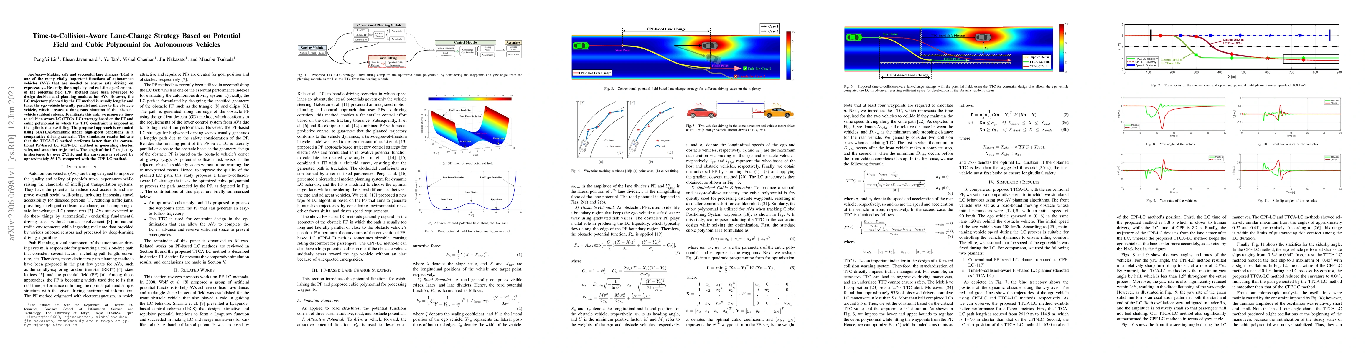 Thumbnail for Time-to-Collision-Aware Lane-Change Strategy Based on Potential Field
  and Cubic Polynomial for Autonomous Vehicles