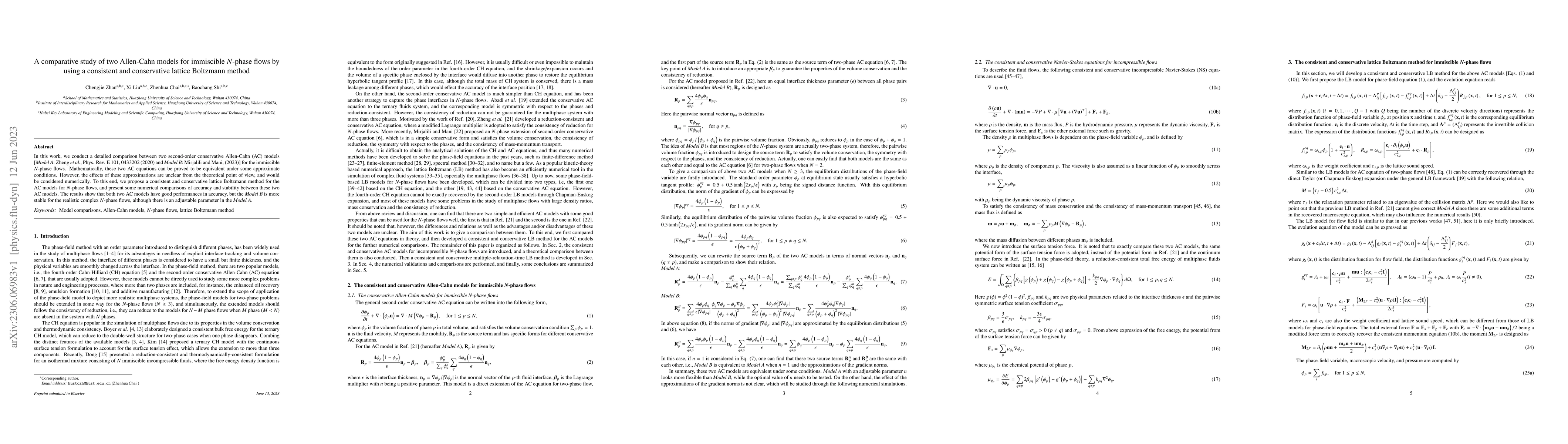 Thumbnail for A comparative study of two Allen-Cahn models for immiscible $N$-phase
  flows by using a consistent and conservative lattice Boltzmann method