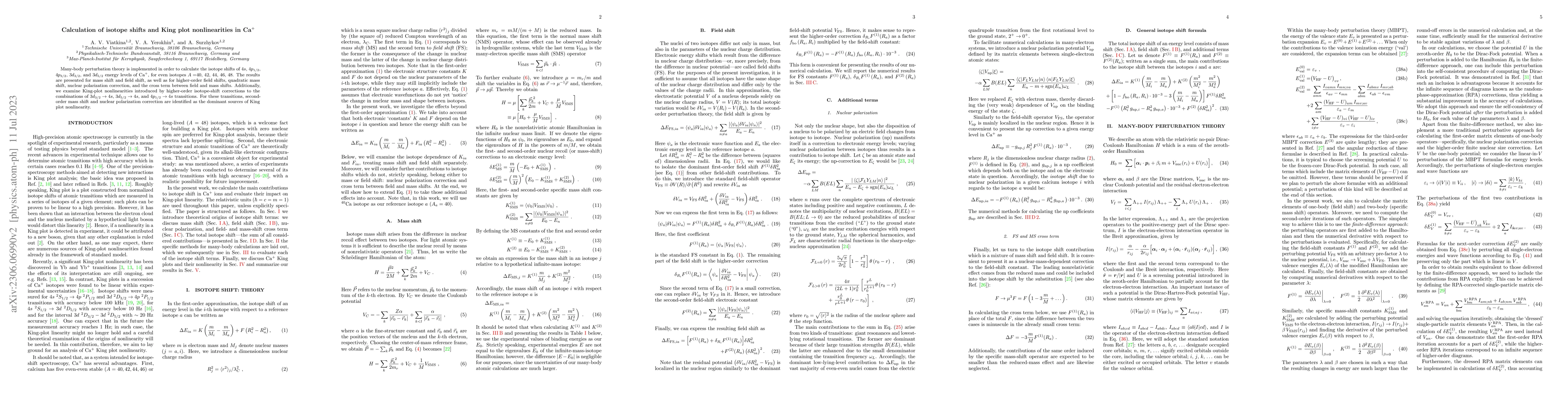 Thumbnail for Calculation of isotope shifts and King plot nonlinearities in Ca$^+$
