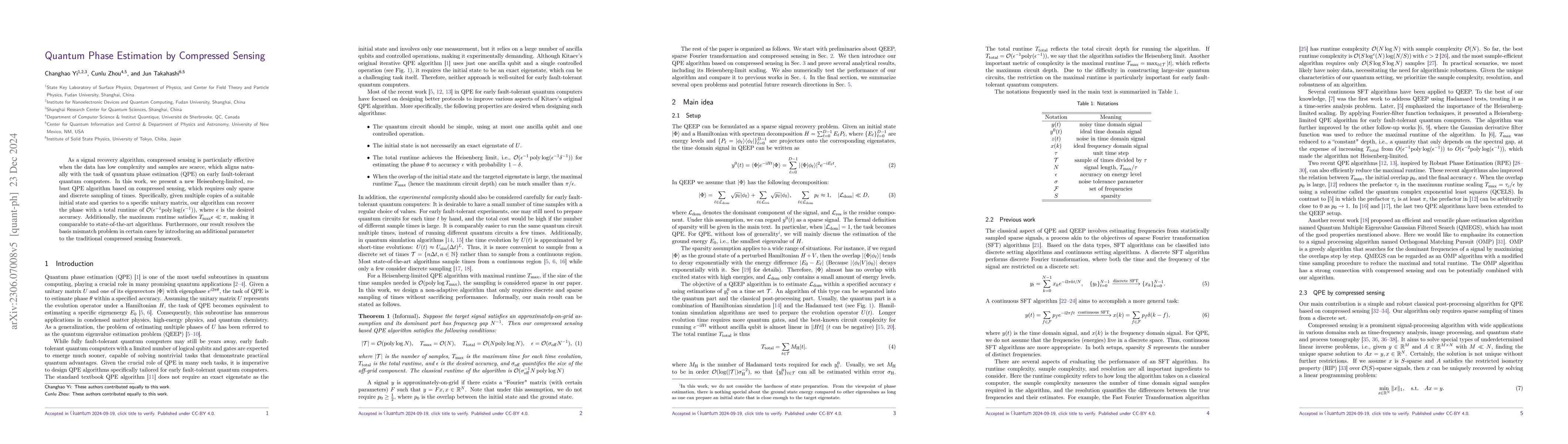 Thumbnail for Quantum Phase Estimation by Compressed Sensing