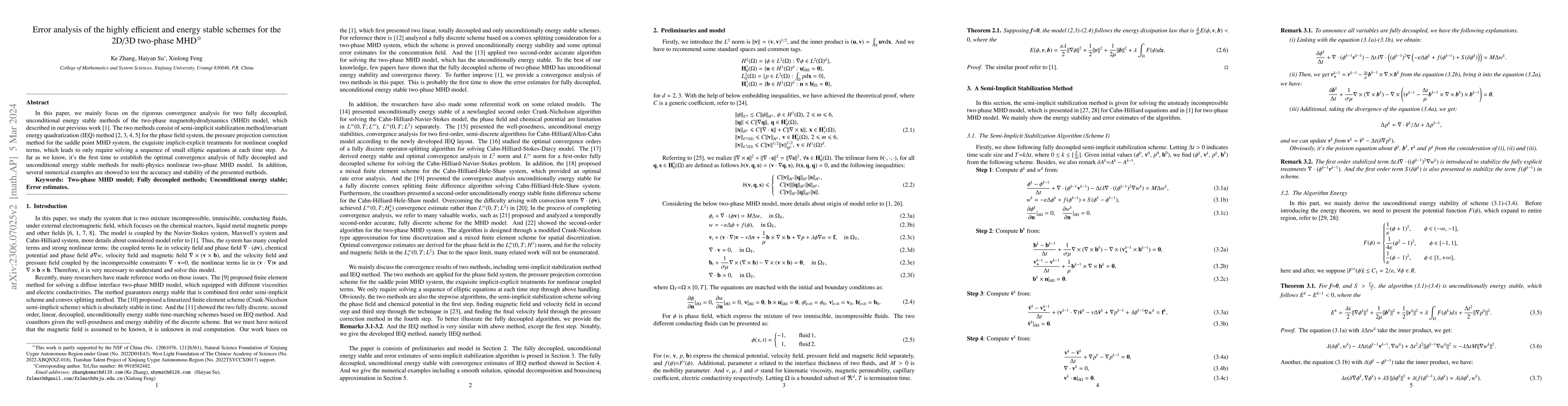 Thumbnail for Error estimates for the highly efficient and energy stable schemes for
  the 2D/3D two-phase MHD