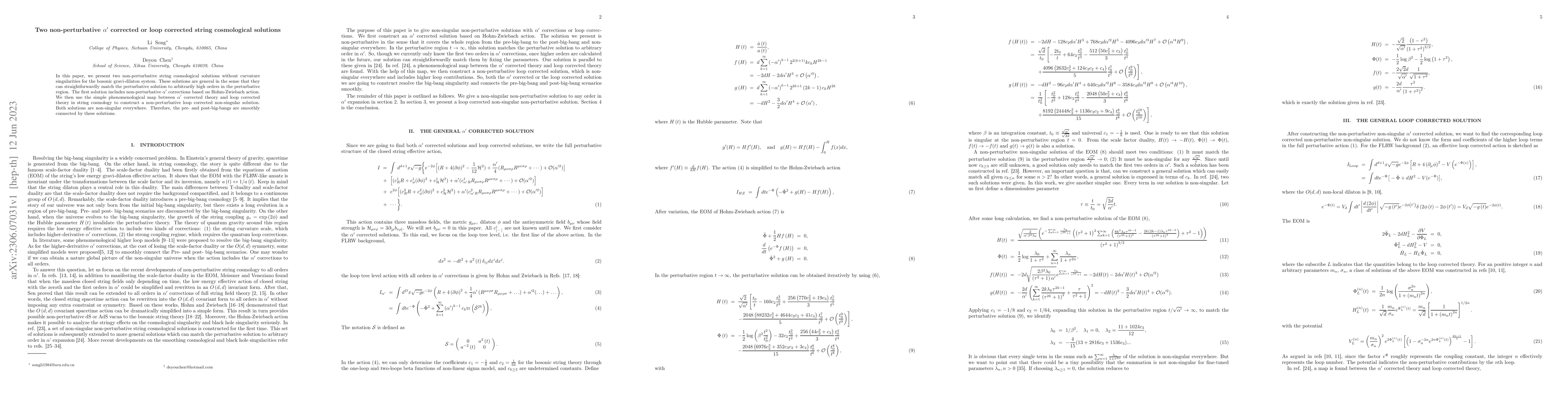 Thumbnail for Two non-perturbative $\alpha^{\prime}$ corrected or loop corrected
  string cosmological solutions