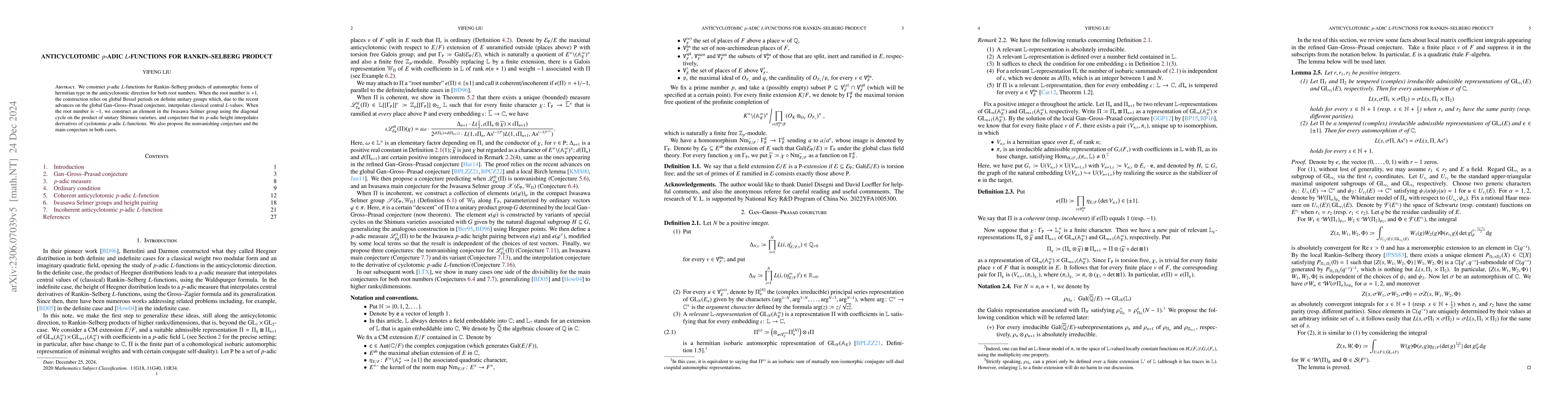 Thumbnail for Anticyclotomic $p$-adic $L$-functions for Rankin--Selberg product