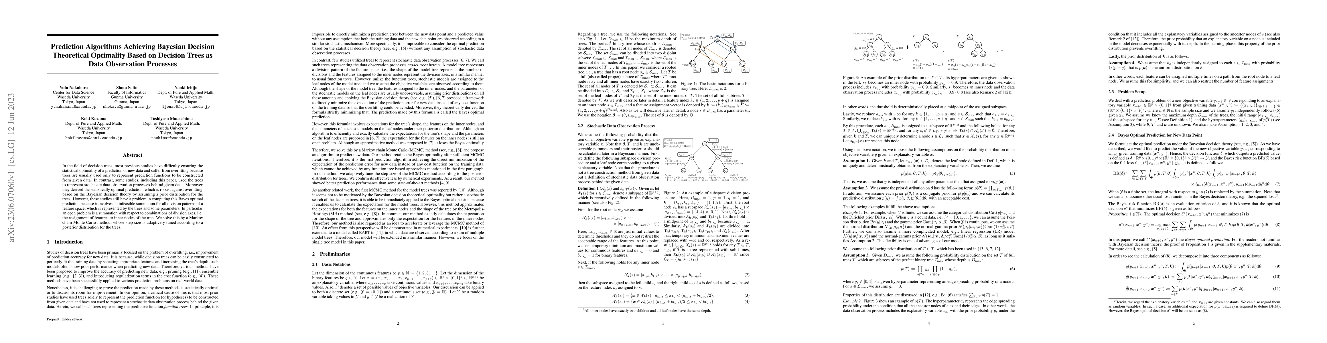 Thumbnail for Prediction Algorithms Achieving Bayesian Decision Theoretical Optimality
  Based on Decision Trees as Data Observation Processes