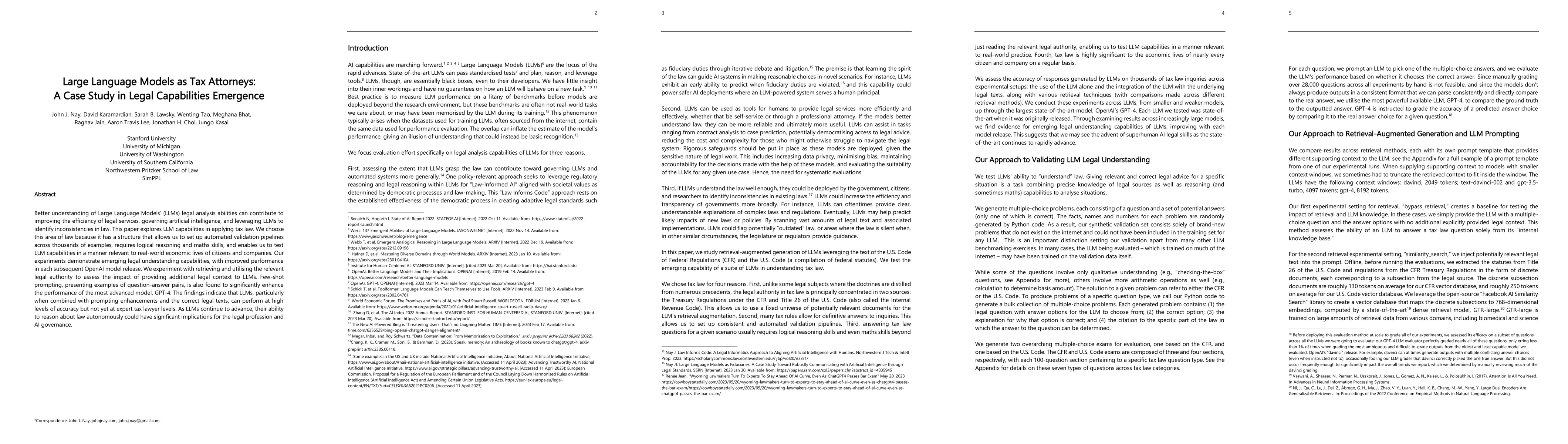 Thumbnail for Large Language Models as Tax Attorneys: A Case Study in Legal
  Capabilities Emergence
