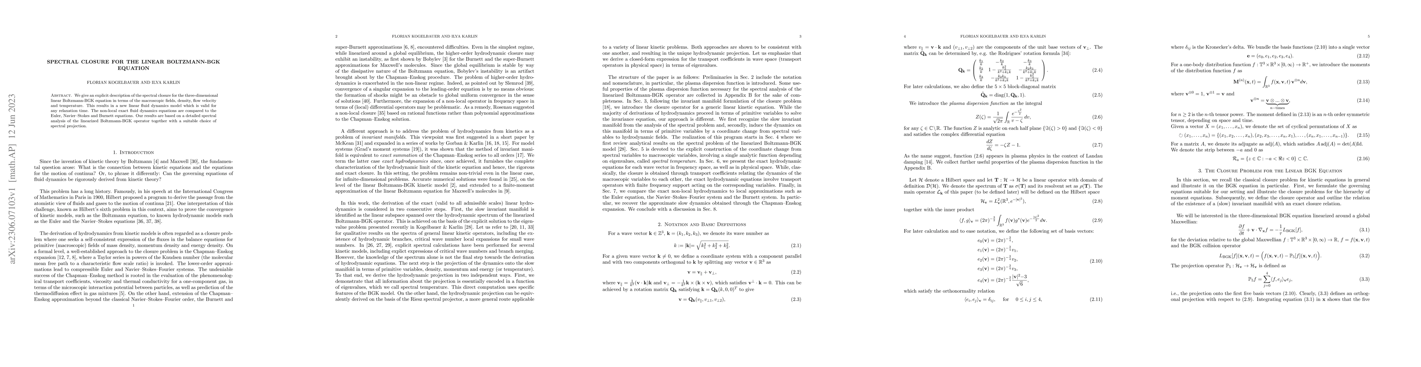 Thumbnail for Spectral Closure for the Linear Boltzmann-BGK Equation