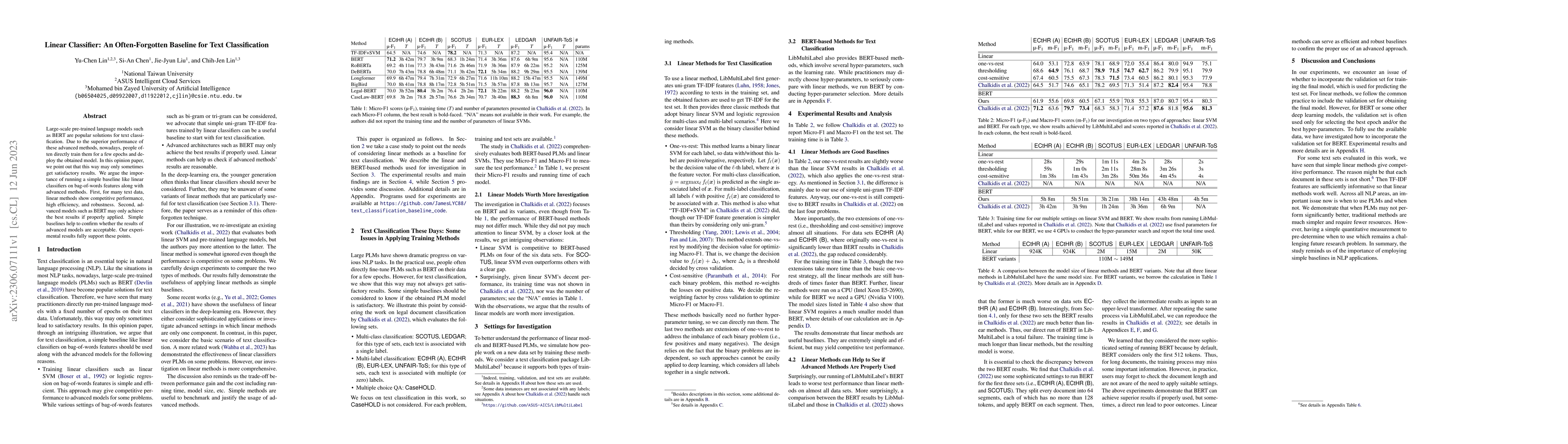 Thumbnail for Linear Classifier: An Often-Forgotten Baseline for Text Classification