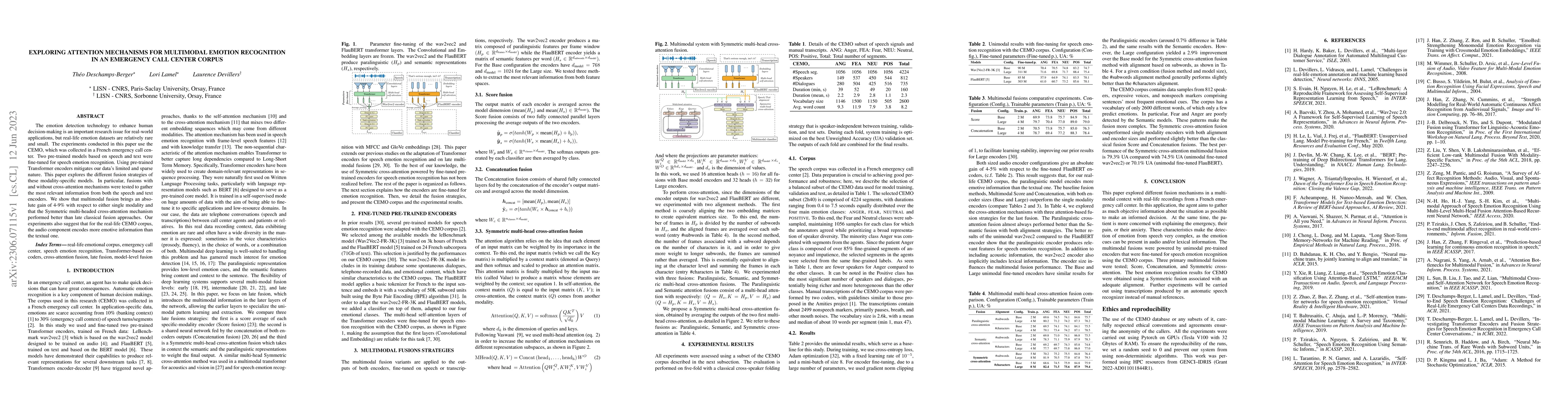 Thumbnail for Exploring Attention Mechanisms for Multimodal Emotion Recognition in an
  Emergency Call Center Corpus