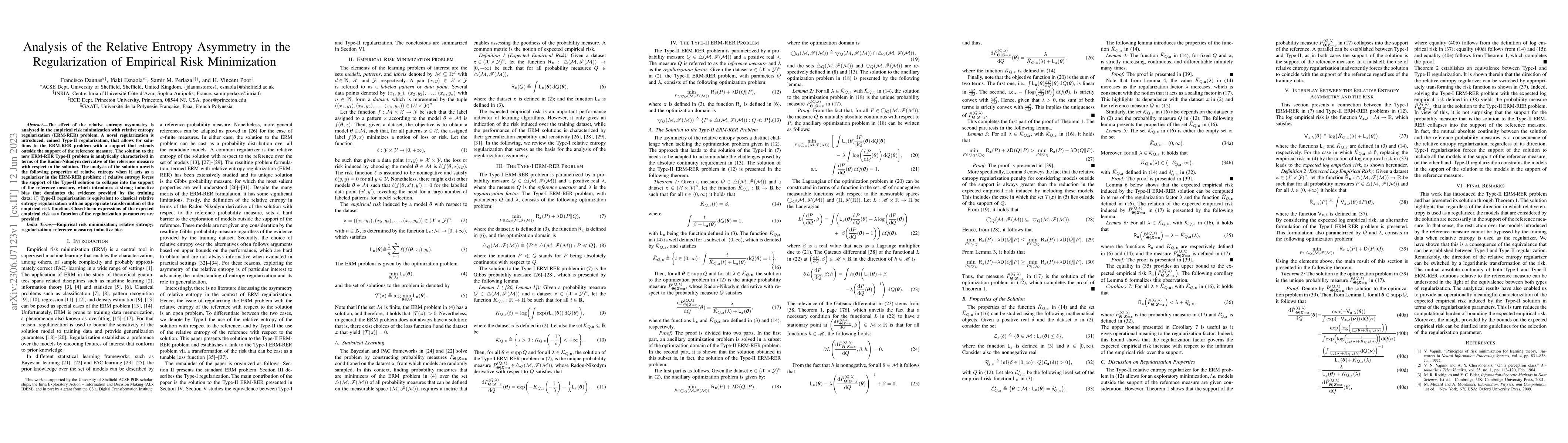 Thumbnail for Analysis of the Relative Entropy Asymmetry in the Regularization of
  Empirical Risk Minimization