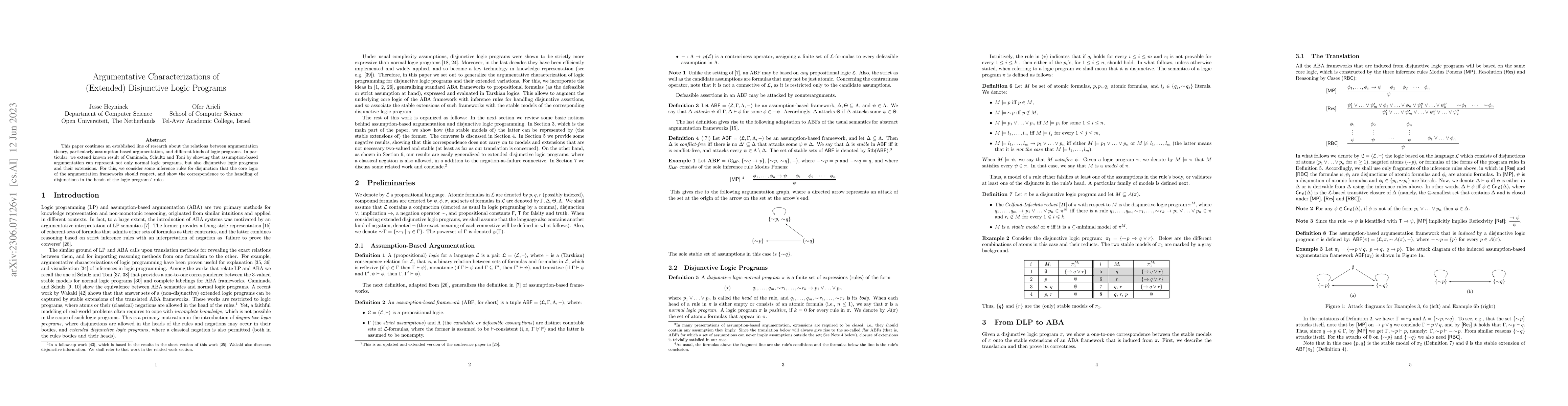 Thumbnail for Argumentative Characterizations of (Extended) Disjunctive Logic Programs
