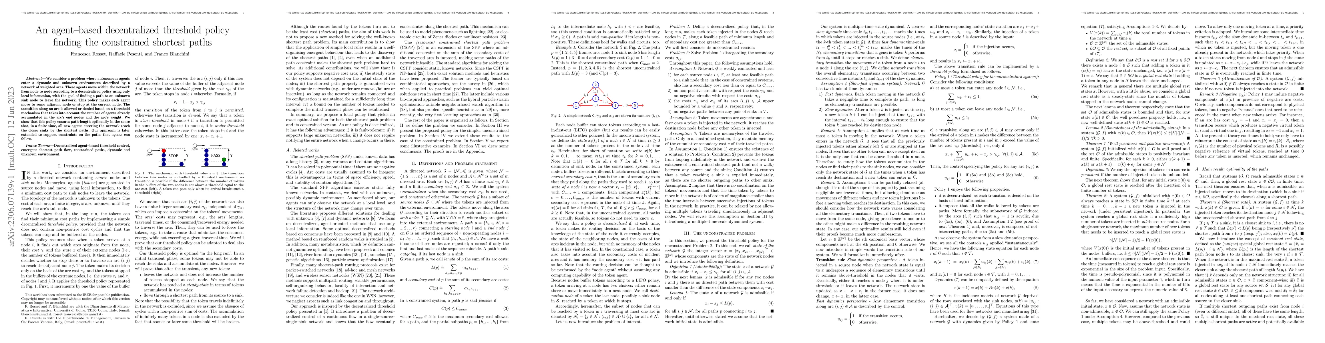 Thumbnail for An agent-based decentralized threshold policy finding the constrained
  shortest paths