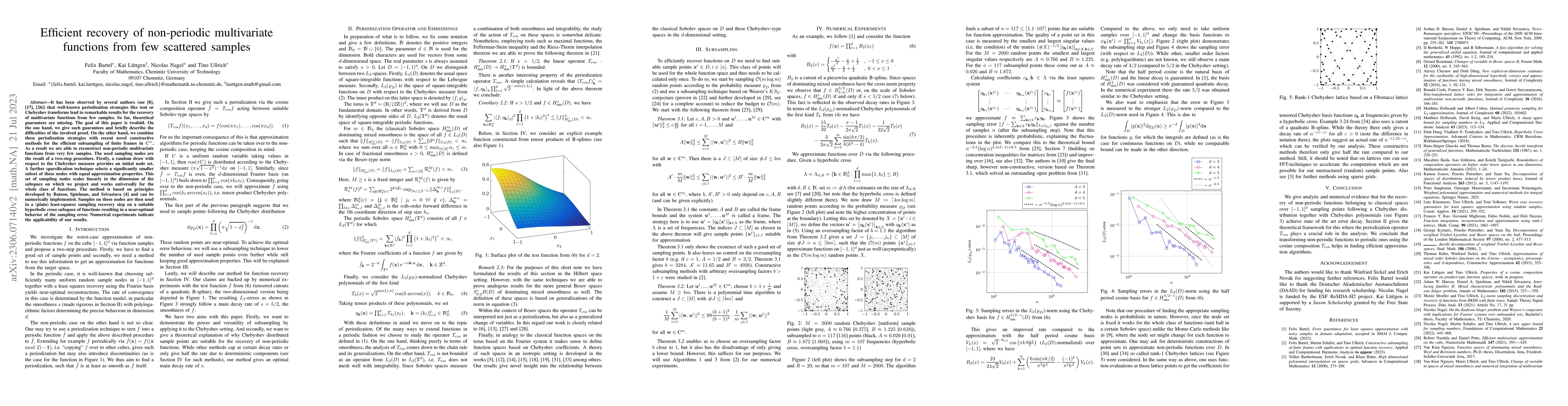 Thumbnail for Efficient recovery of non-periodic multivariate functions from few
  scattered samples