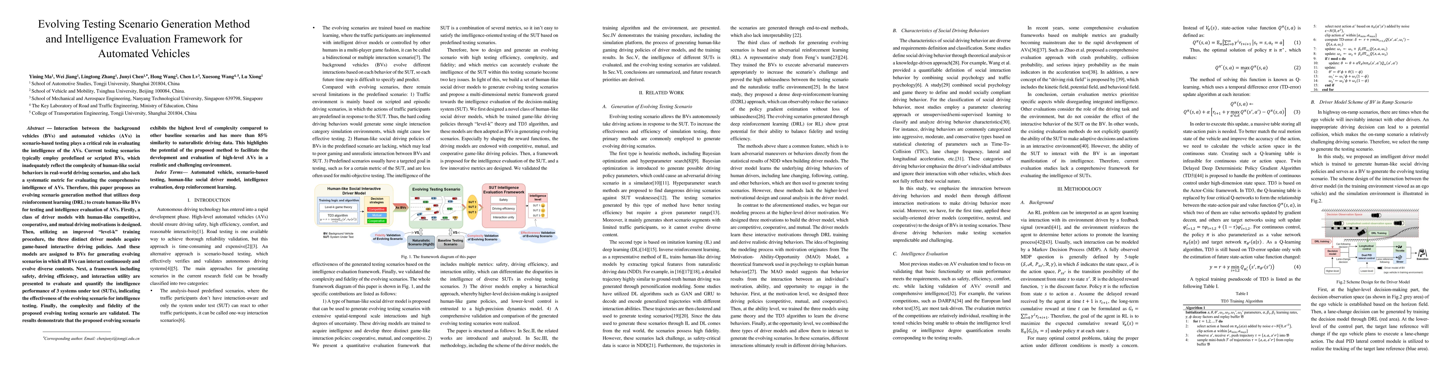 Thumbnail for Evolving Testing Scenario Generation Method and Intelligence Evaluation
  Framework for Automated Vehicles