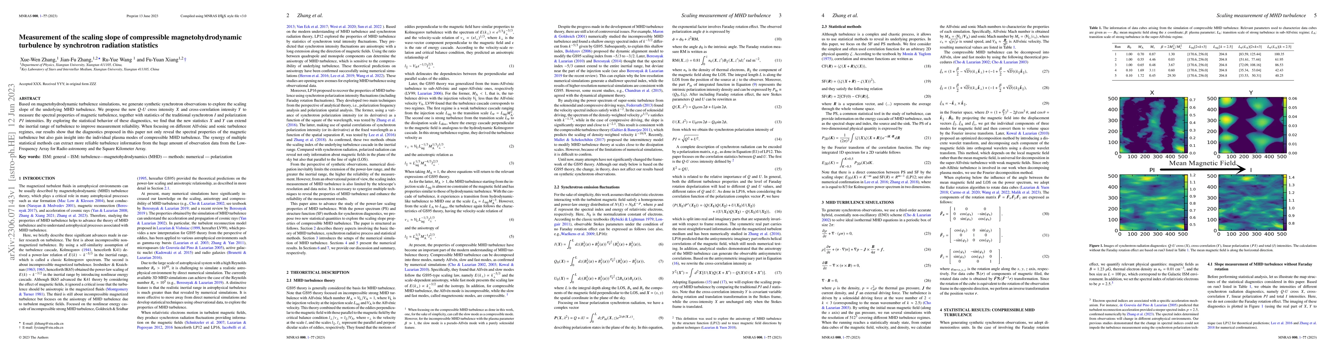 Thumbnail for Measurement of the scaling slope of compressible magnetohydrodynamic
  turbulence by synchrotron radiation statistics