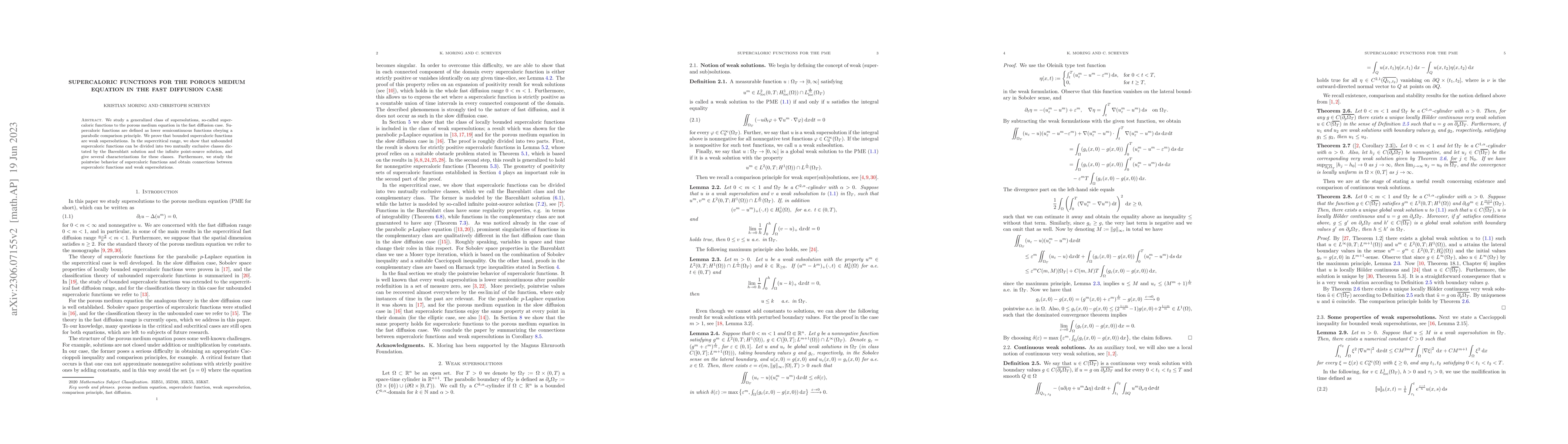 Thumbnail for Supercaloric functions for the porous medium equation in the fast
  diffusion case