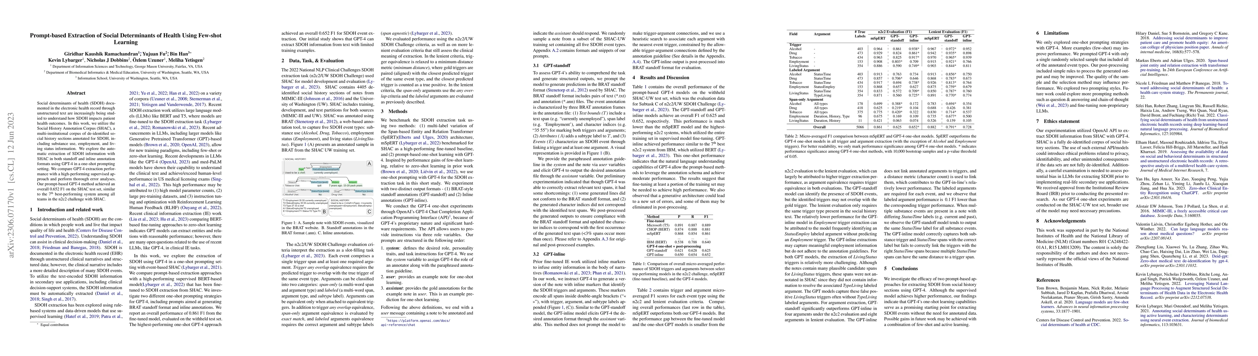 Thumbnail for Prompt-based Extraction of Social Determinants of Health Using Few-shot
  Learning