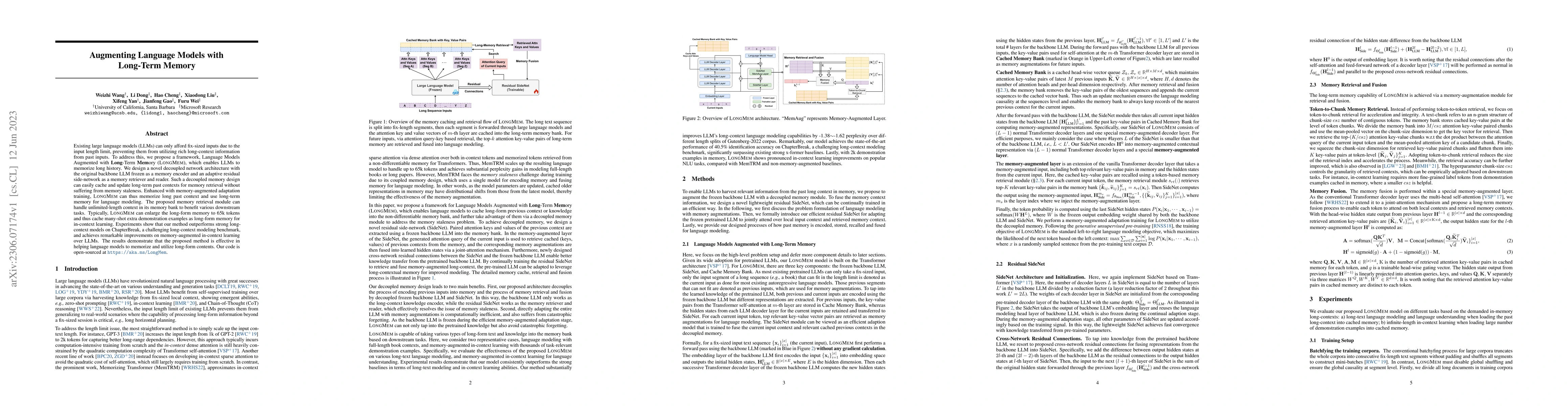 Thumbnail for Augmenting Language Models with Long-Term Memory