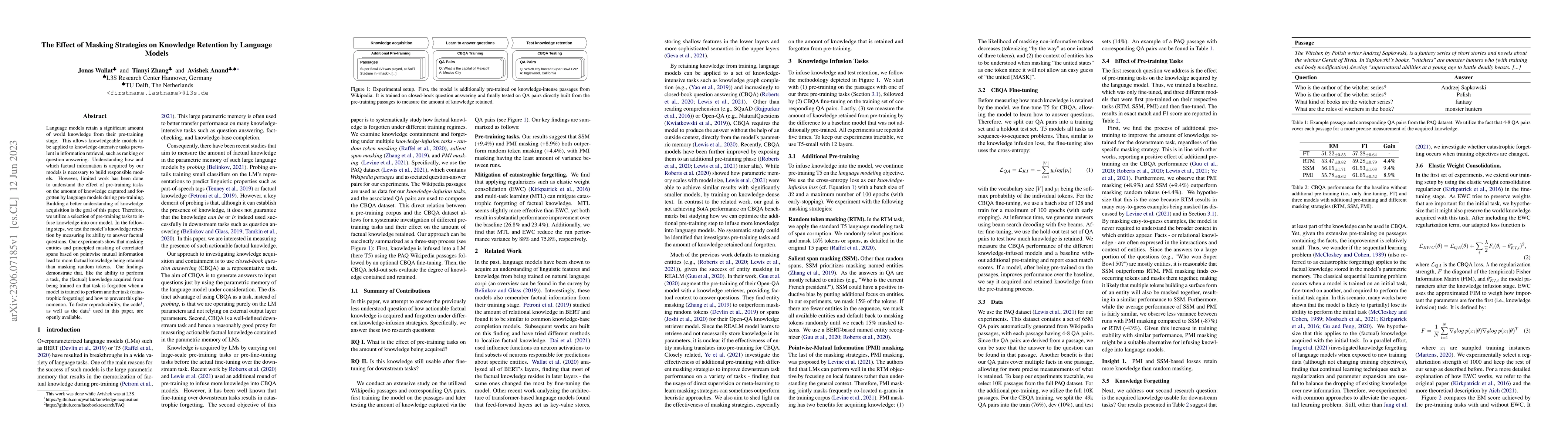 Thumbnail for The Effect of Masking Strategies on Knowledge Retention by Language
  Models