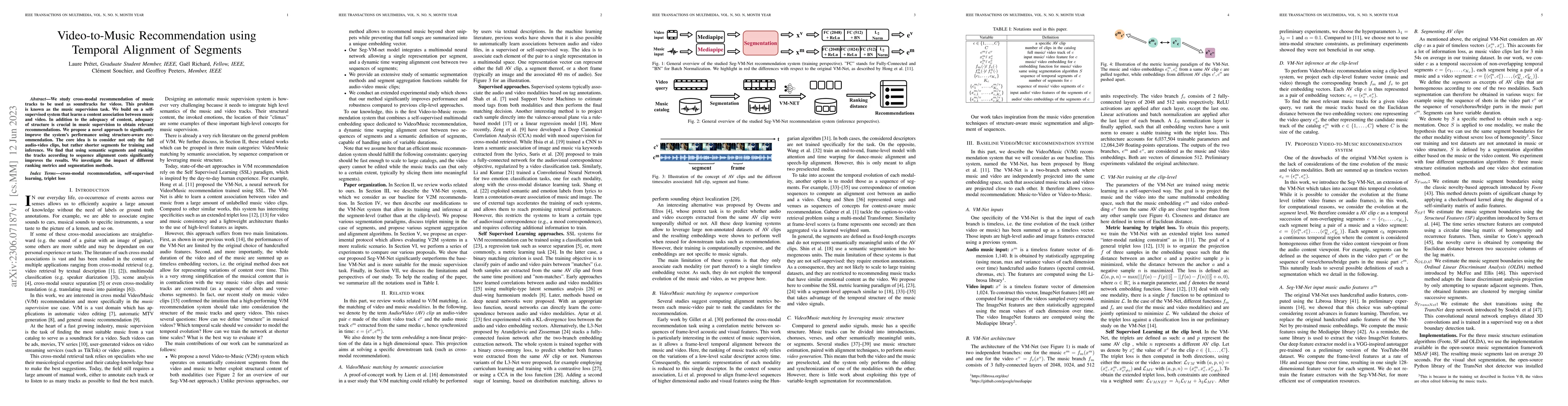 Thumbnail for Video-to-Music Recommendation using Temporal Alignment of Segments