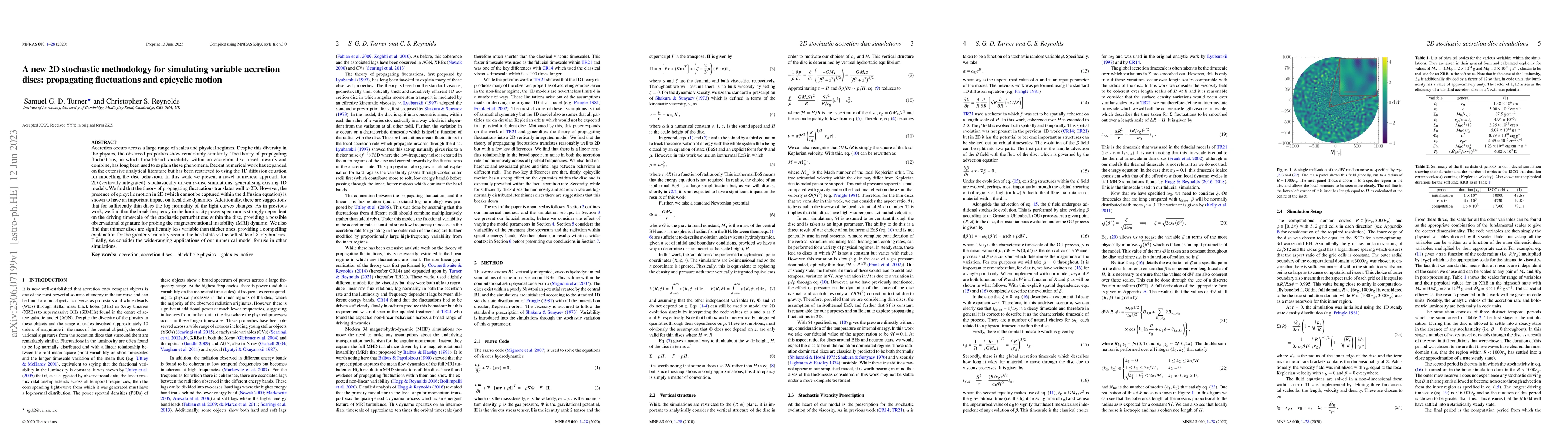 Thumbnail for A new 2D stochastic methodology for simulating variable accretion discs:
  propagating fluctuations and epicyclic motion