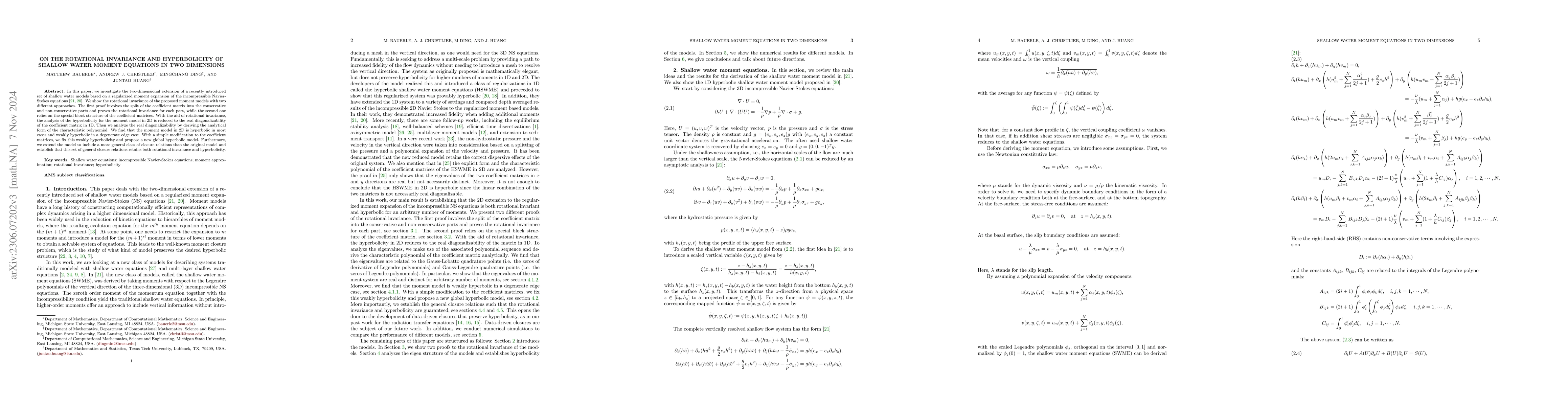 Thumbnail for On the rotational invariance and hyperbolicity of shallow water moment
  equations in two dimensions