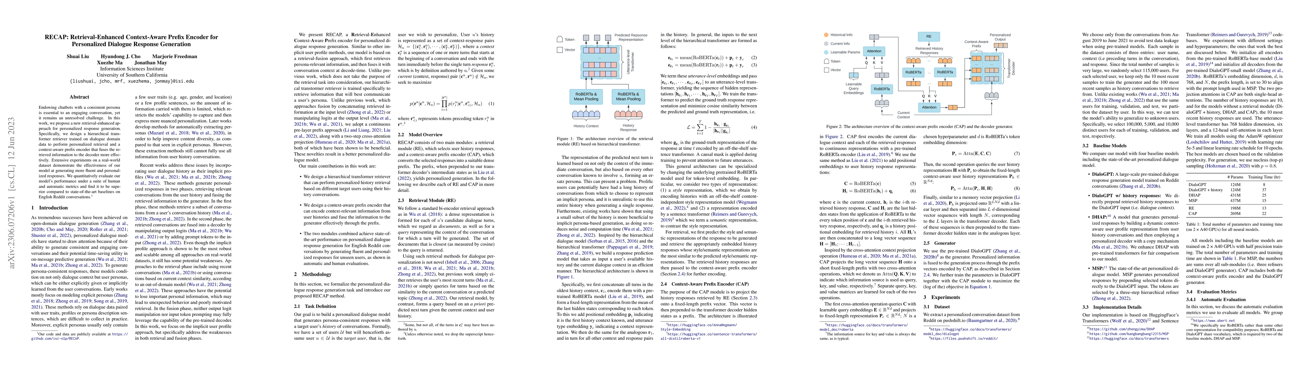 Thumbnail for RECAP: Retrieval-Enhanced Context-Aware Prefix Encoder for Personalized
  Dialogue Response Generation