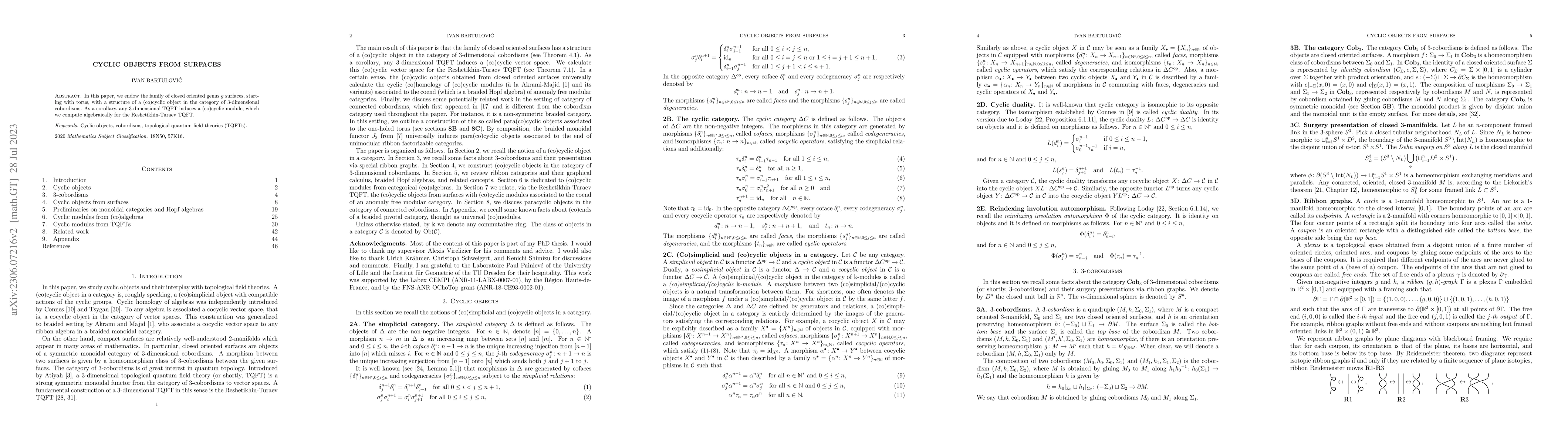 Thumbnail for Cyclic objects from surfaces