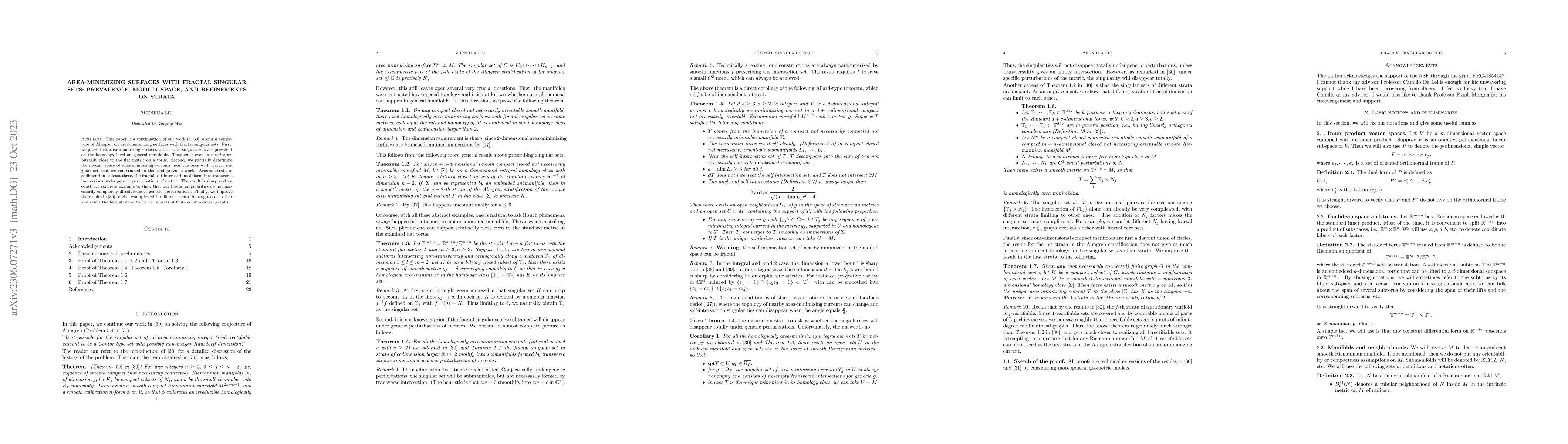Thumbnail for Area-minimizing surfaces with fractal singular sets: prevalence, moduli
  space, and refinements on strata