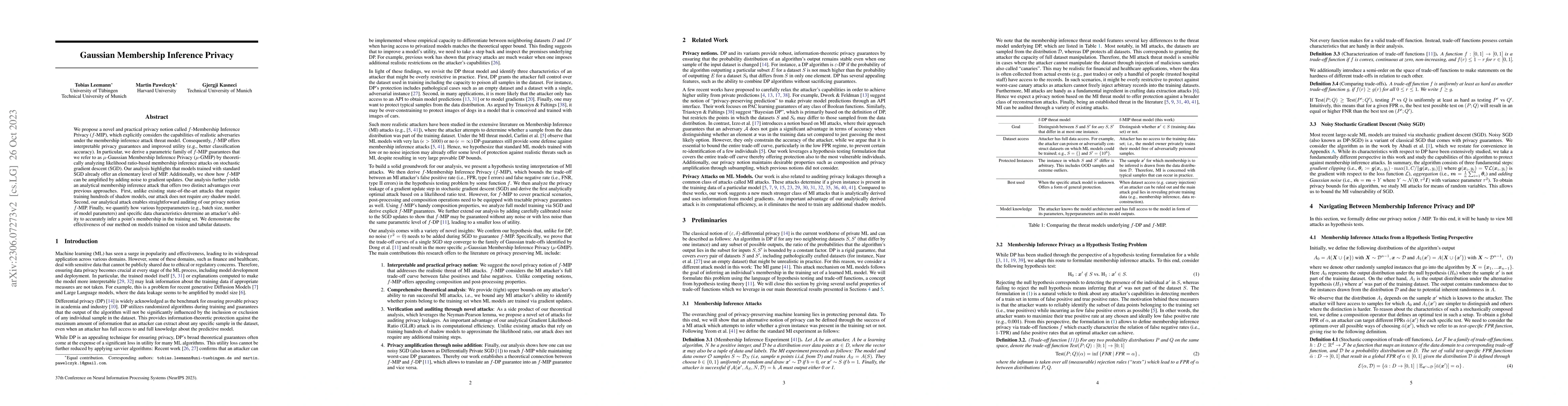 Thumbnail for Gaussian Membership Inference Privacy