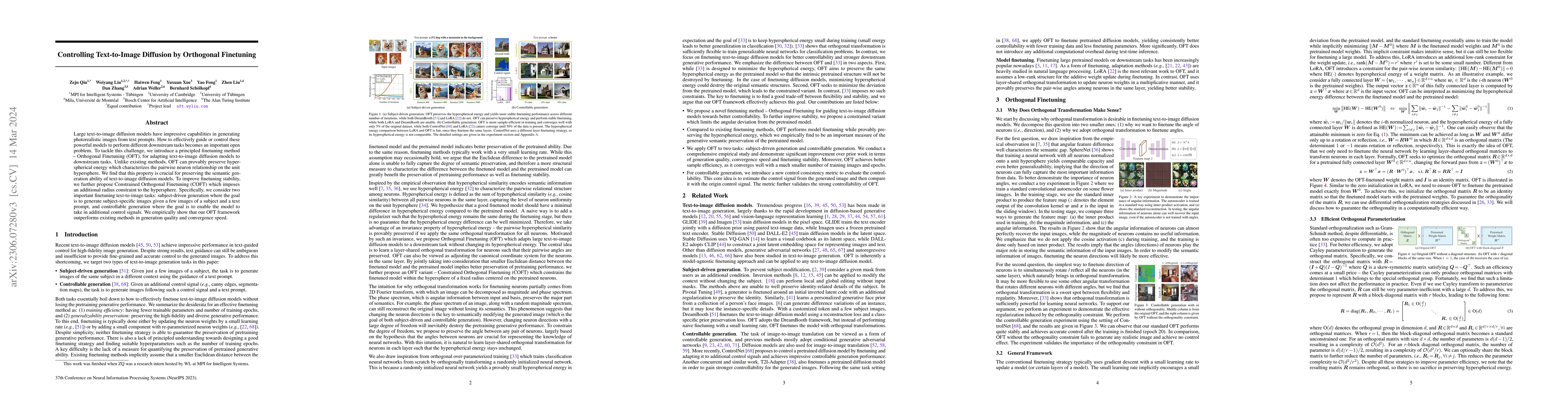 Thumbnail for Controlling Text-to-Image Diffusion by Orthogonal Finetuning