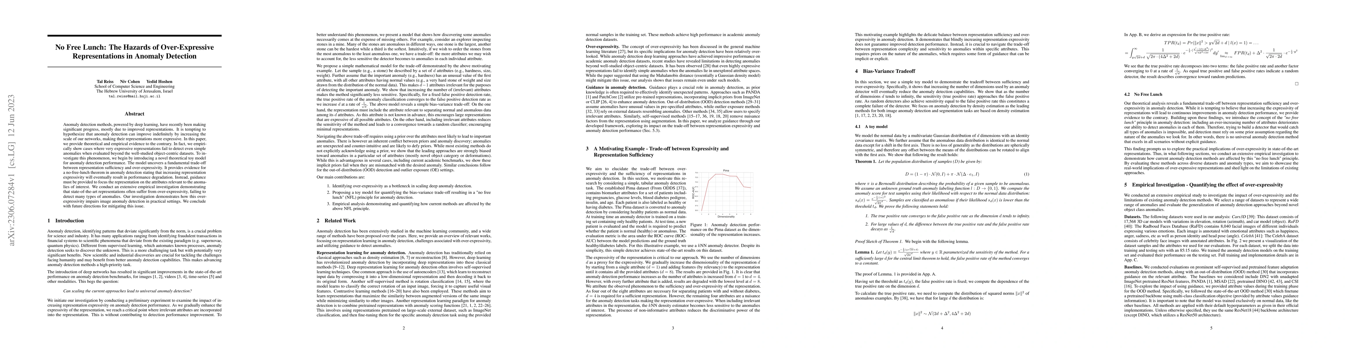 Thumbnail for No Free Lunch: The Hazards of Over-Expressive Representations in Anomaly
  Detection