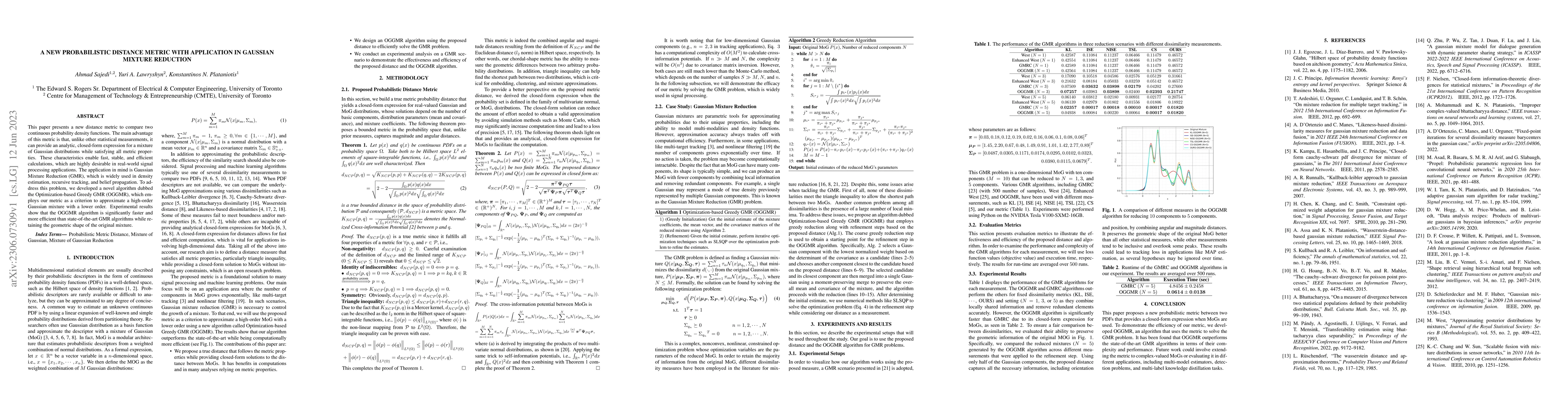Thumbnail for A New Probabilistic Distance Metric With Application In Gaussian Mixture
  Reduction
