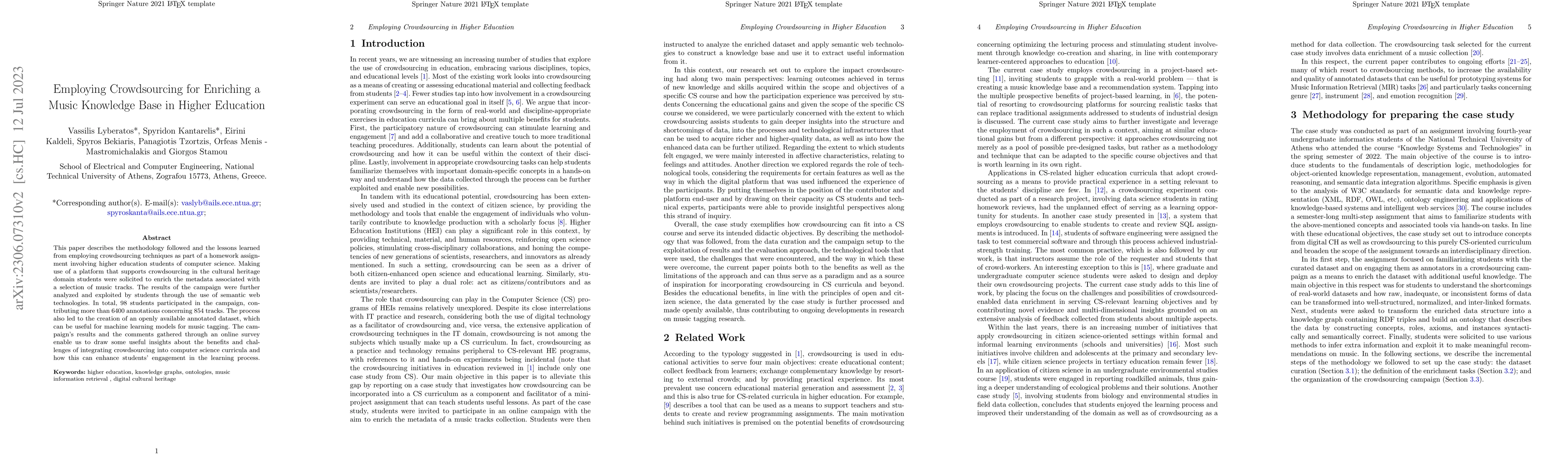 Thumbnail for Employing Crowdsourcing for Enriching a Music Knowledge Base in Higher
  Education