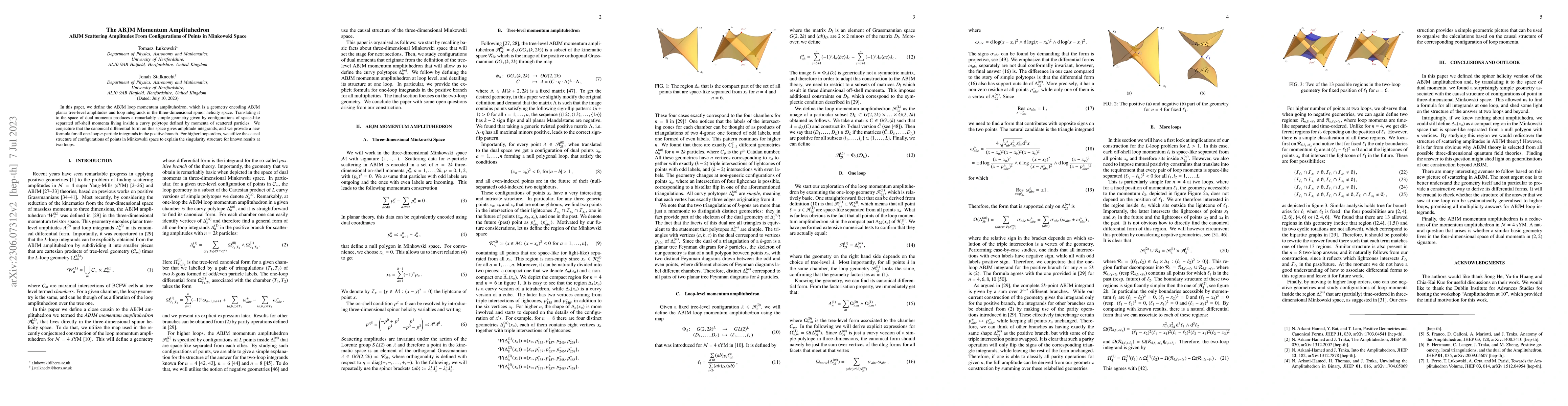 Thumbnail for The ABJM Momentum Amplituhedron -- ABJM Scattering Amplitudes From
  Configurations of Points in Minkowski Space