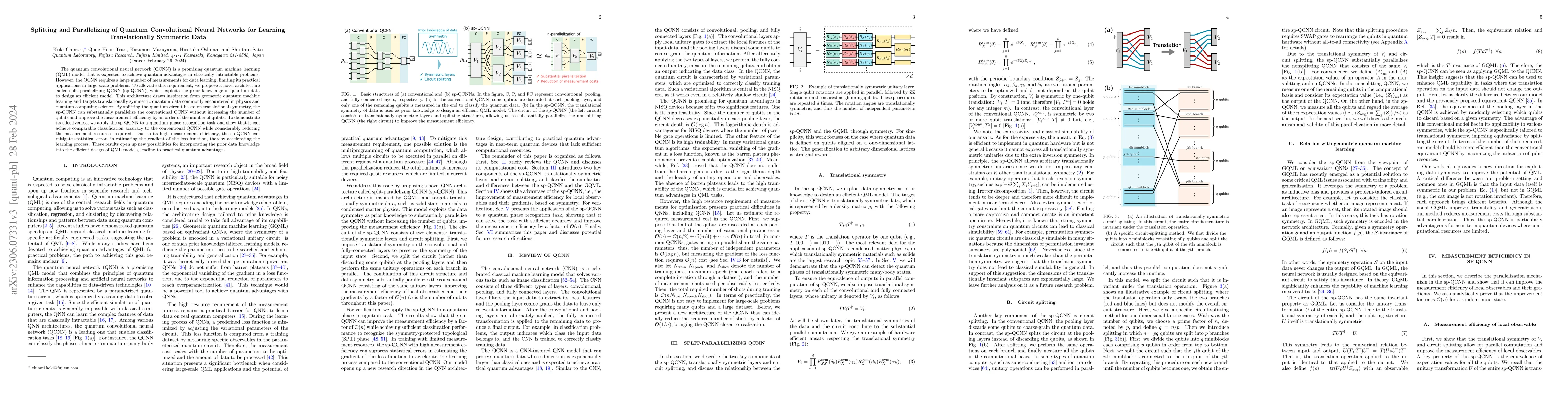 Thumbnail for Splitting and Parallelizing of Quantum Convolutional Neural Networks for
  Learning Translationally Symmetric Data