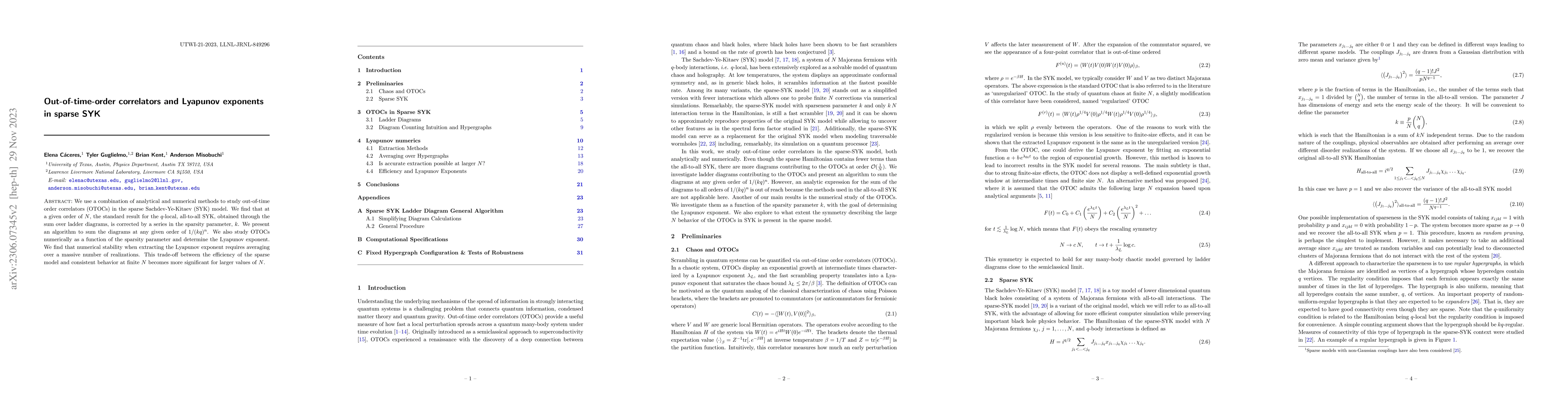 Thumbnail for Out-of-time-order correlators and Lyapunov exponents in sparse SYK