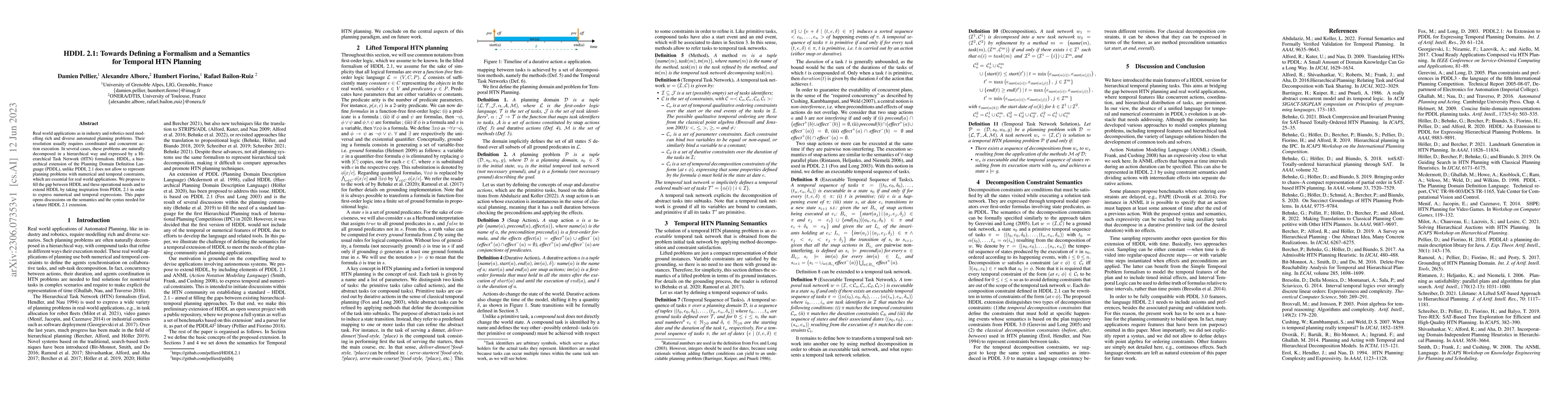 Thumbnail for HDDL 2.1: Towards Defining a Formalism and a Semantics for Temporal HTN
  Planning