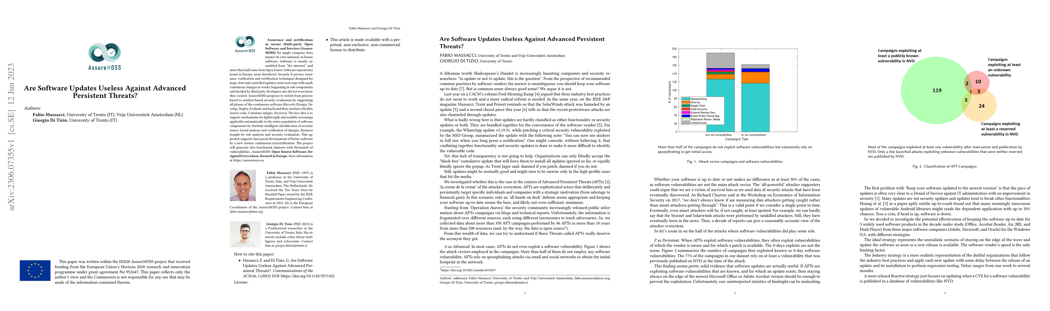 Thumbnail for Are Software Updates Useless Against Advanced Persistent Threats?