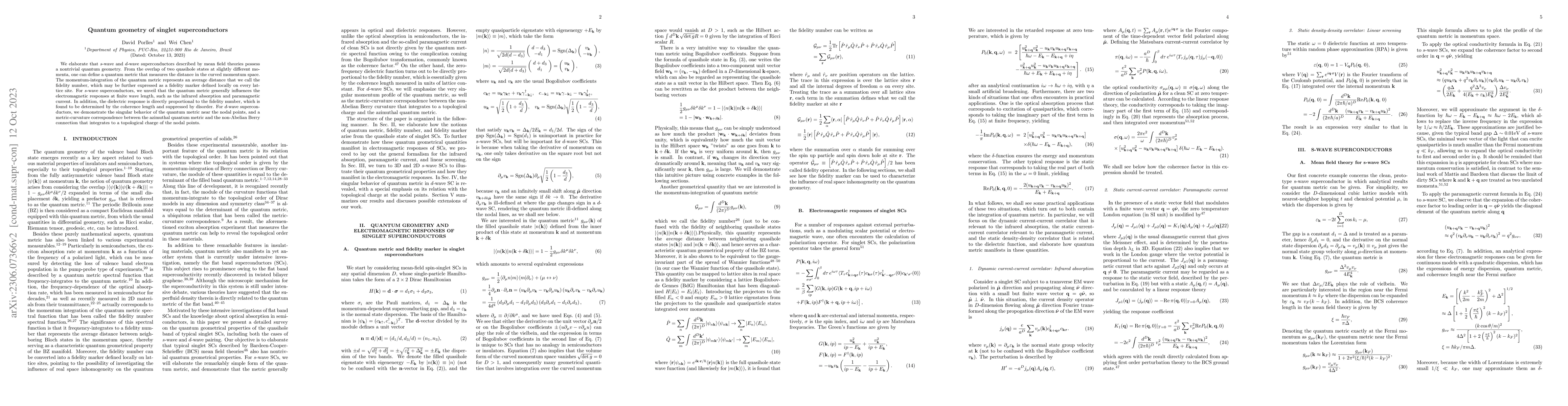Thumbnail for Quantum geometry of singlet superconductors
