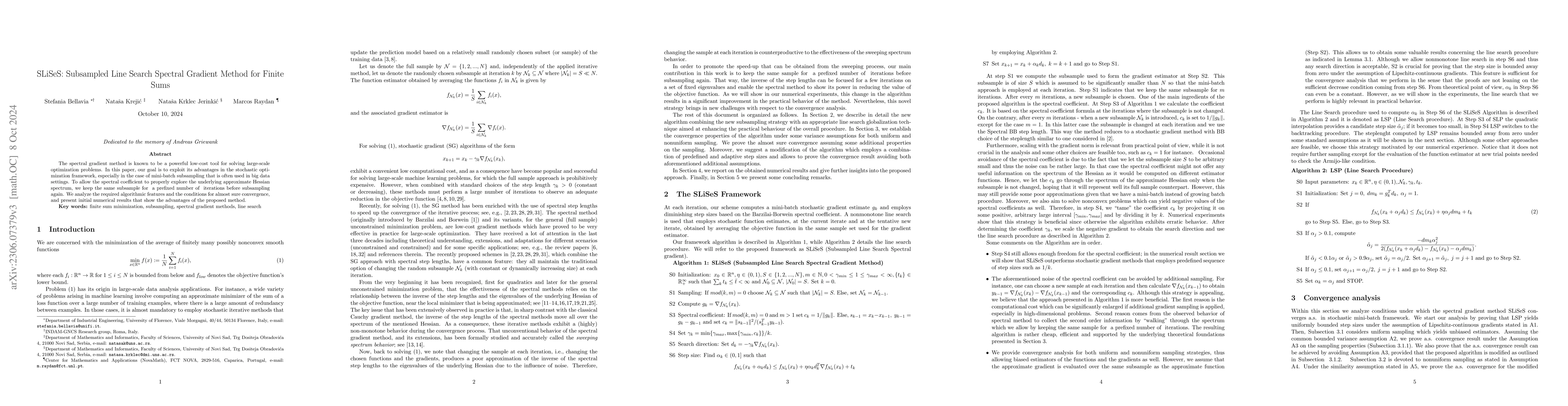 Thumbnail for SLiSeS: Subsampled Line Search Spectral Gradient Method for Finite Sums