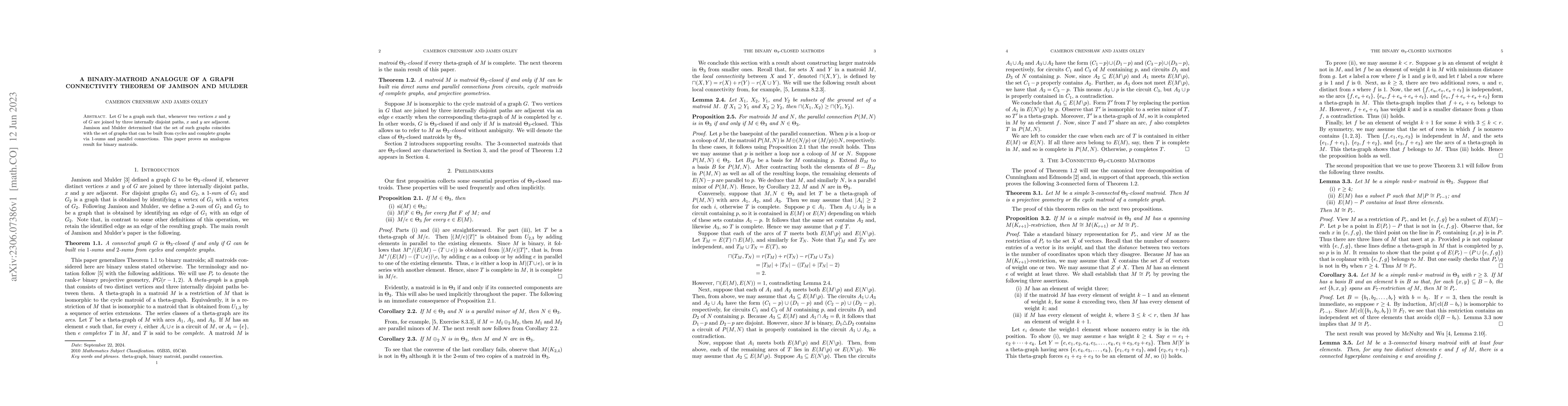 Thumbnail for A binary-matroid analogue of a graph connectivity result of Jamison and
  Mulder