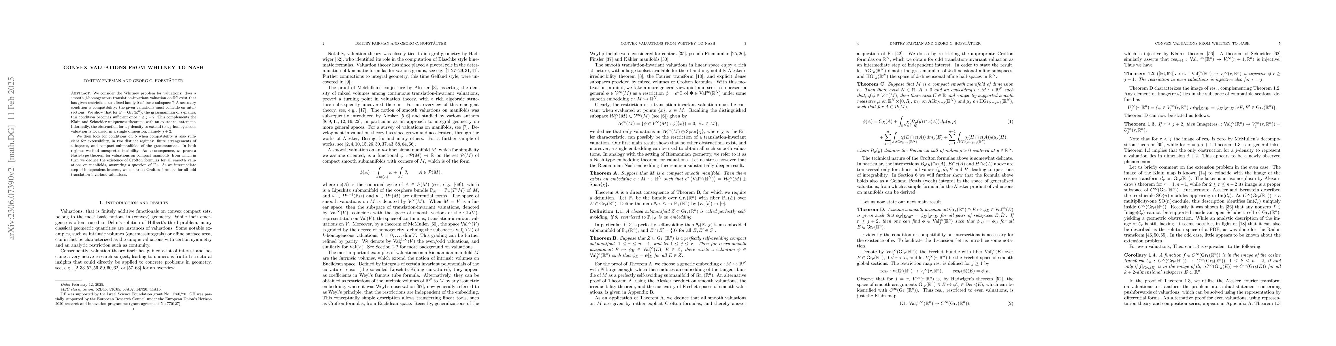 Thumbnail for Convex valuations, from Whitney to Nash