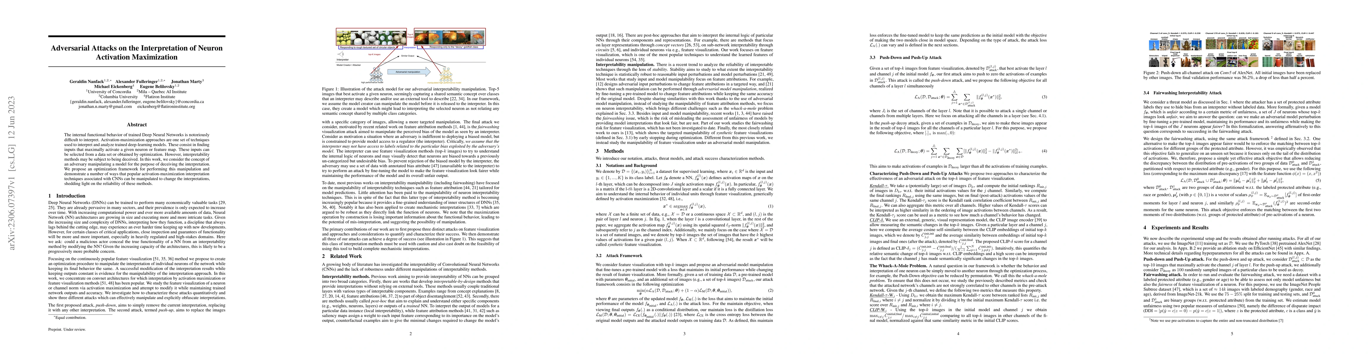Thumbnail for Adversarial Attacks on the Interpretation of Neuron Activation
  Maximization