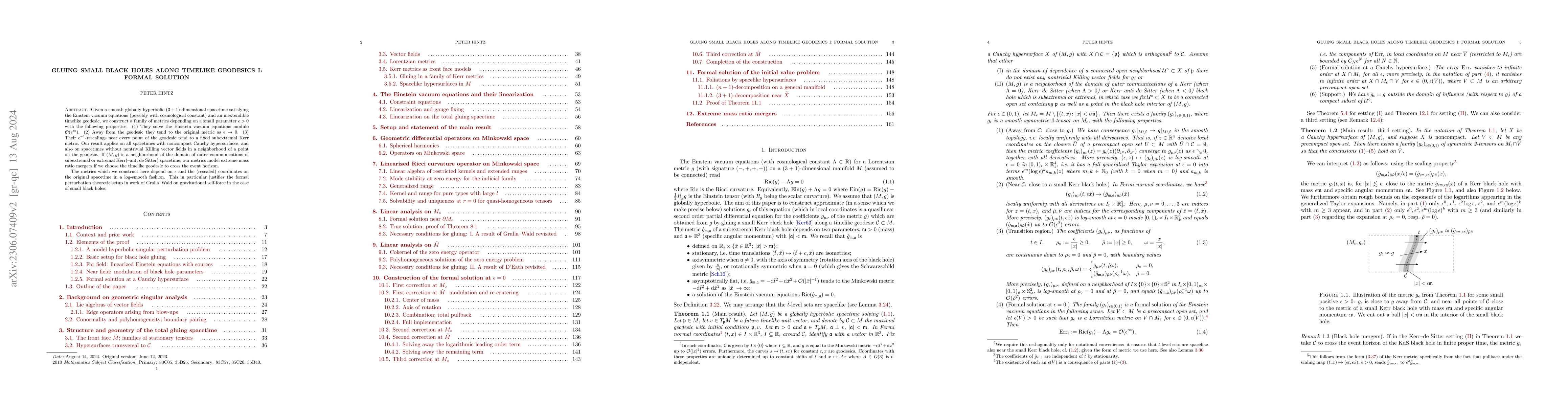 Thumbnail for Gluing small black holes along timelike geodesics I: formal solution